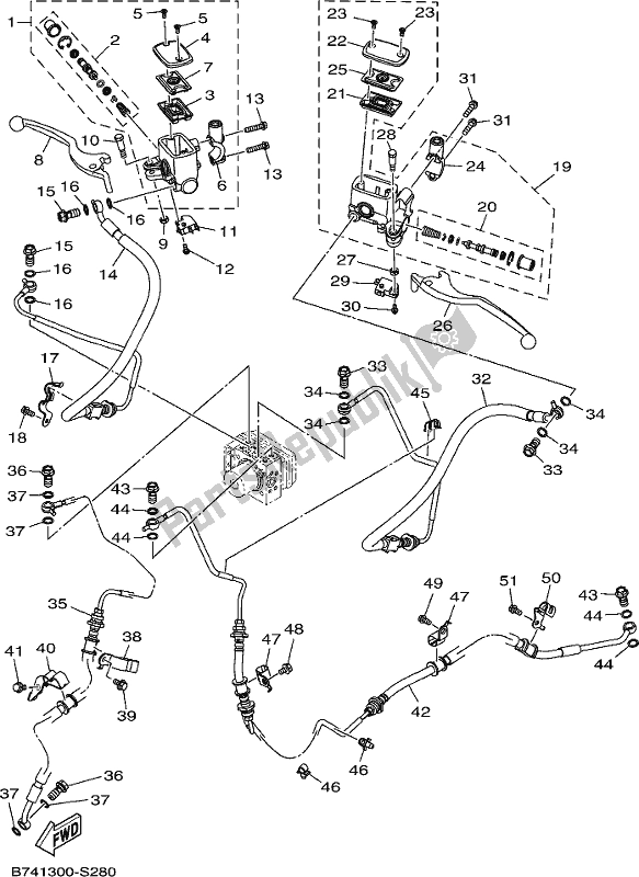 All parts for the Front Master Cylinder of the Yamaha CZD 300-A 2019