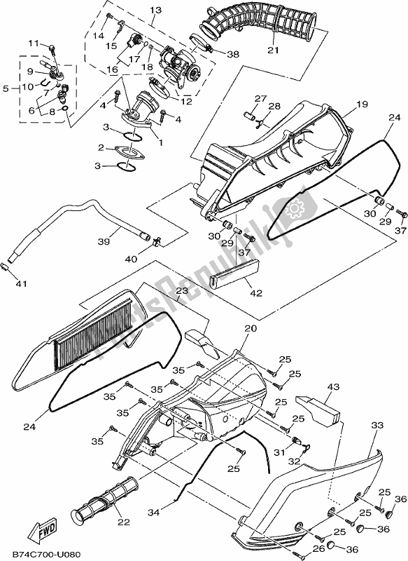 All parts for the Intake of the Yamaha CZD 300-A 2019