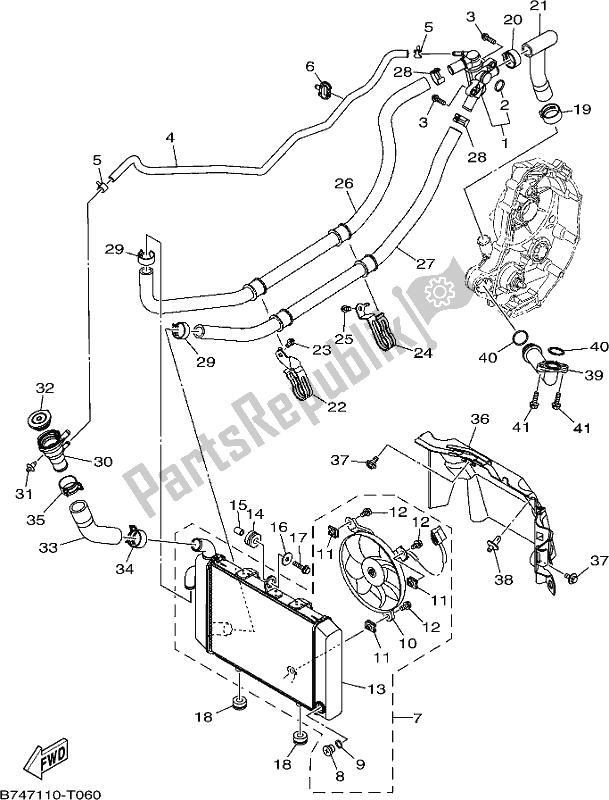 All parts for the Radiator & Hose of the Yamaha CZD 300-A 2019