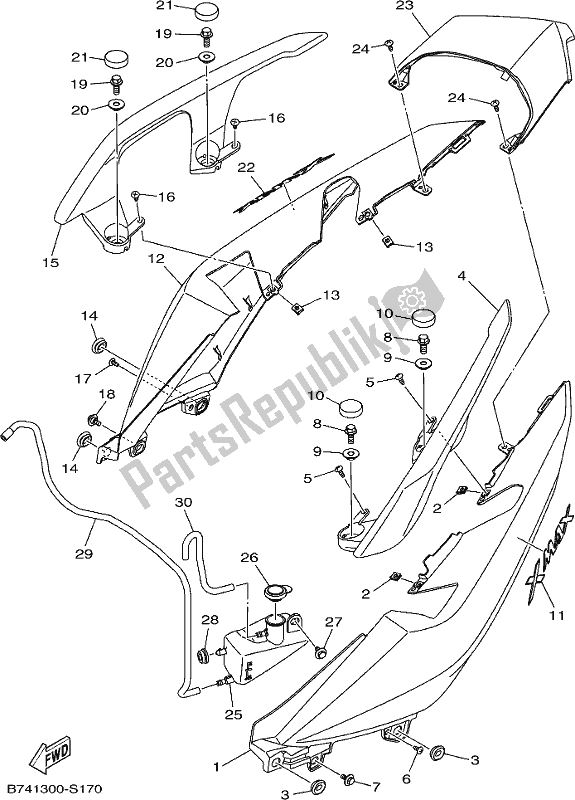 All parts for the Side Cover of the Yamaha CZD 300-A 2019