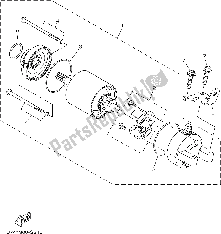 All parts for the Starting Motor of the Yamaha CZD 300-A 2019