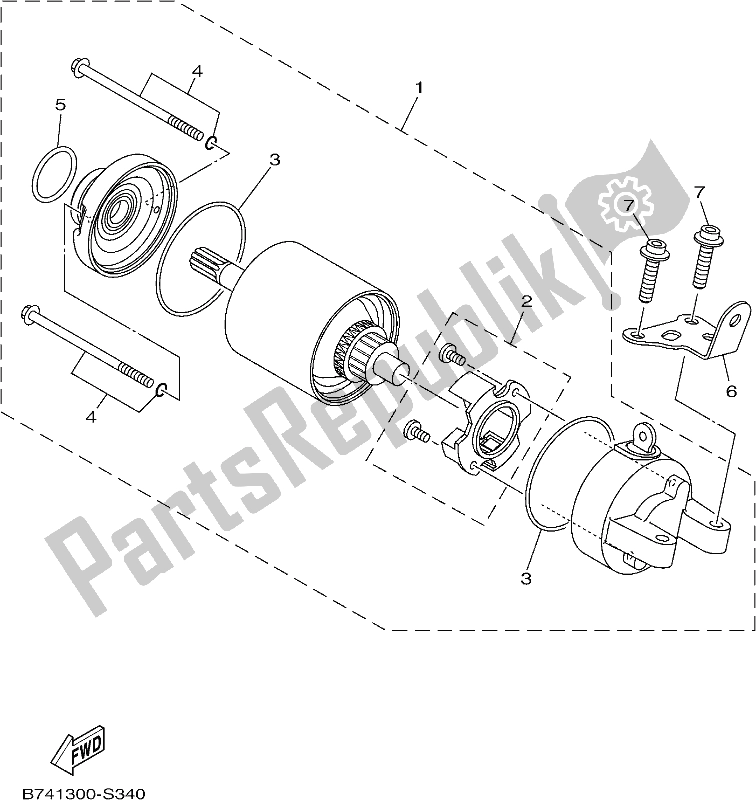 All parts for the Starting Motor of the Yamaha CZD 300-A 2019