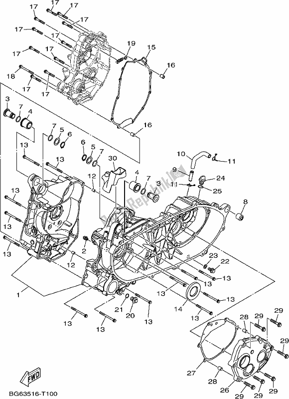 All parts for the Crankcase of the Yamaha CZD 300-A 2020