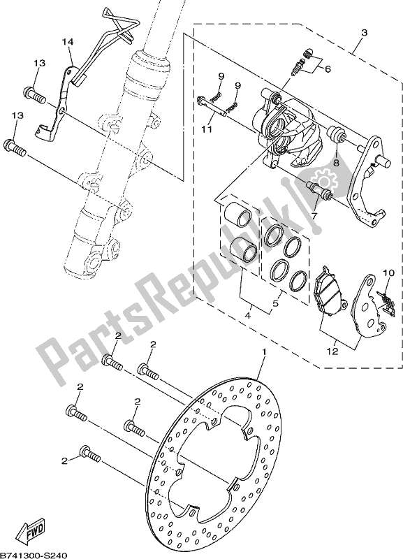 All parts for the Front Brake Caliper of the Yamaha CZD 300-A 2020
