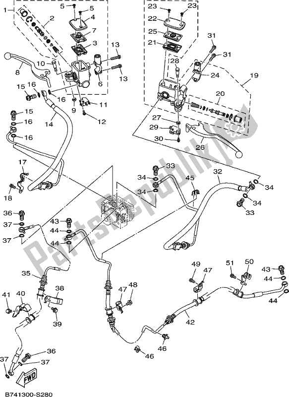 All parts for the Front Master Cylinder of the Yamaha CZD 300-A 2020