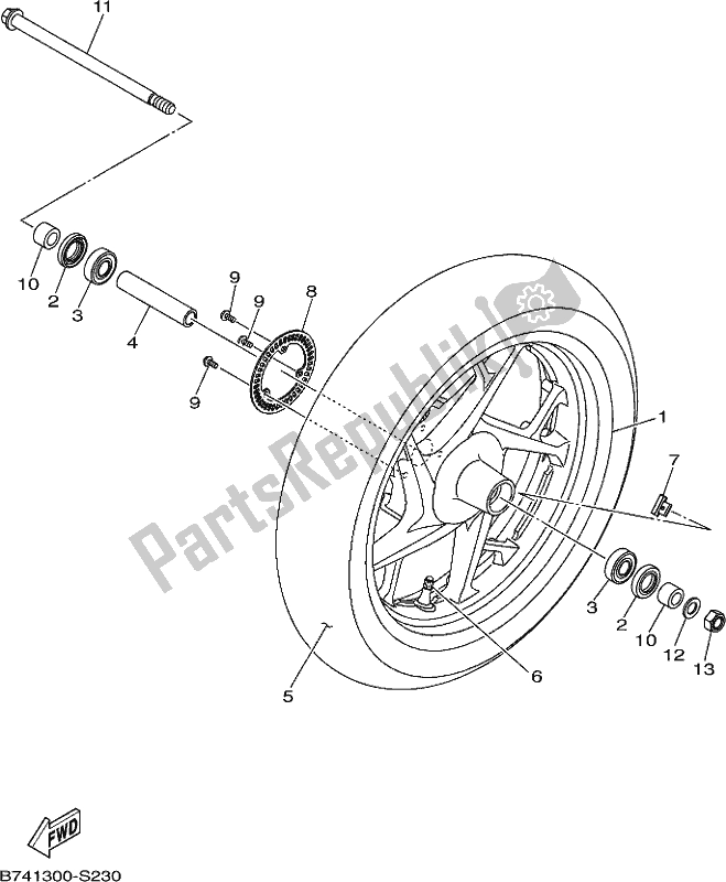 All parts for the Front Wheel of the Yamaha CZD 300-A 2020