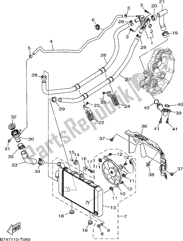 All parts for the Radiator & Hose of the Yamaha CZD 300-A 2020