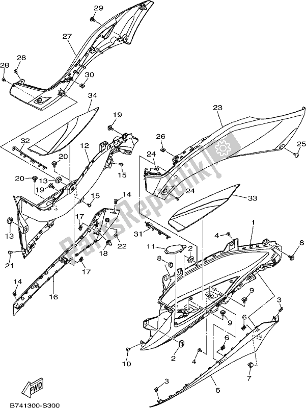 All parts for the Stand & Footrest 2 of the Yamaha CZD 300-A 2020