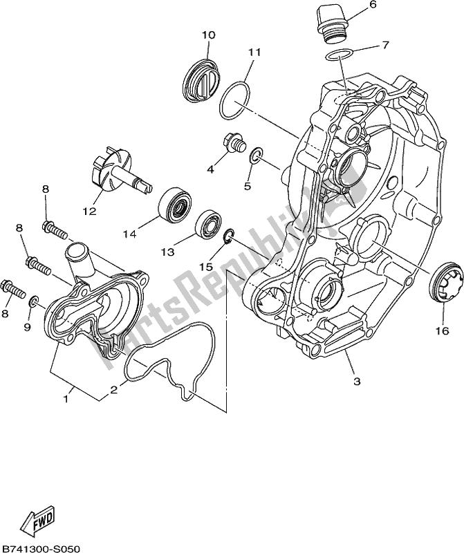 All parts for the Water Pump of the Yamaha CZD 300-A 2020