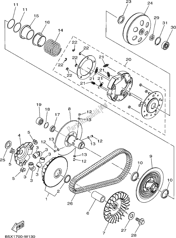 Tutte le parti per il Frizione del Yamaha CZD 300-A 2021