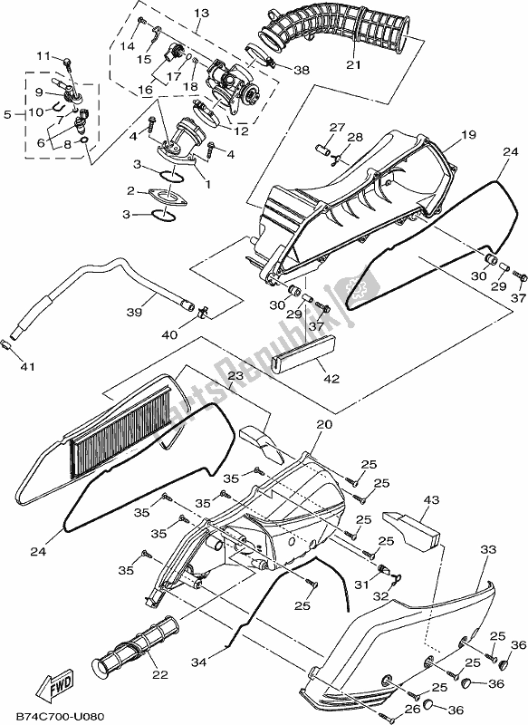 Alle onderdelen voor de Inname van de Yamaha CZD 300-A 2021