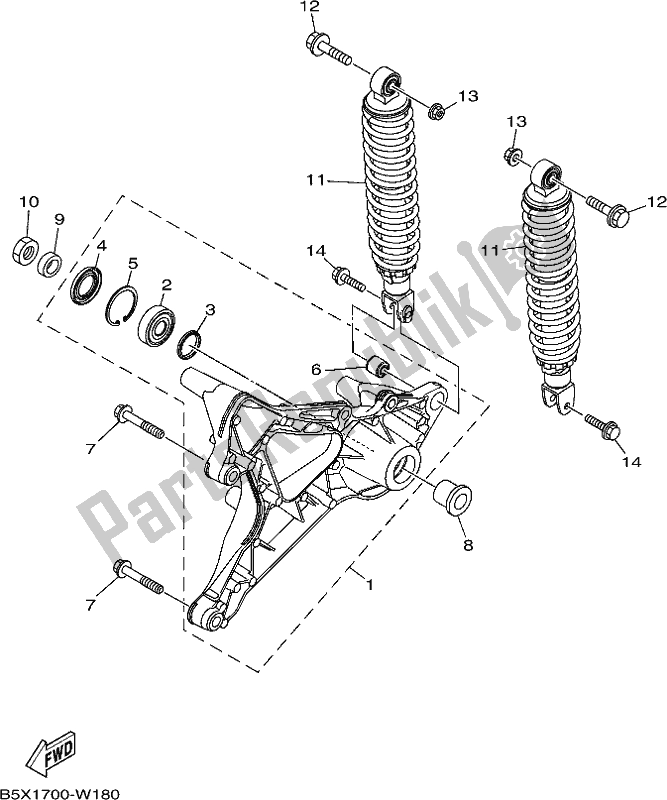 Alle onderdelen voor de Achterarm & Ophanging van de Yamaha CZD 300-A 2021