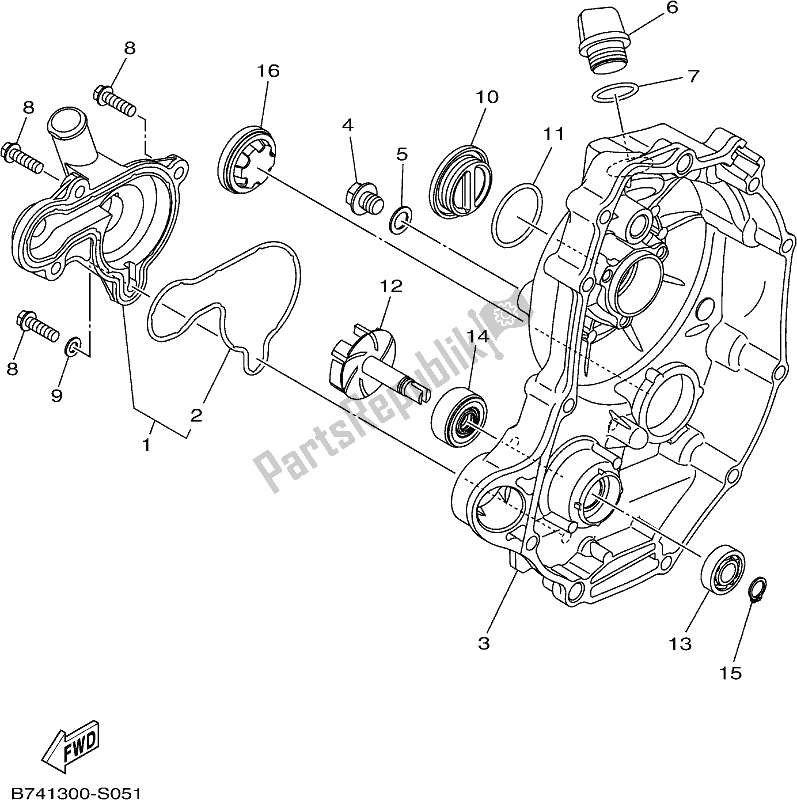 Alle onderdelen voor de Waterpomp van de Yamaha CZD 300-A 2021