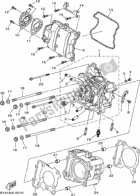 All parts for the Cylinder of the Yamaha CZD 300-A Xmax 300 2017