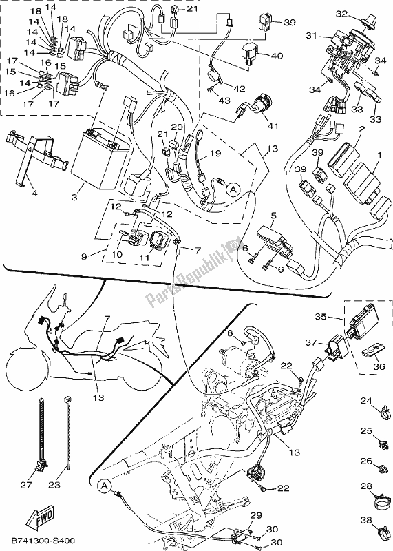 Alle onderdelen voor de Elektrisch 1 van de Yamaha CZD 300-A Xmax 300 2017