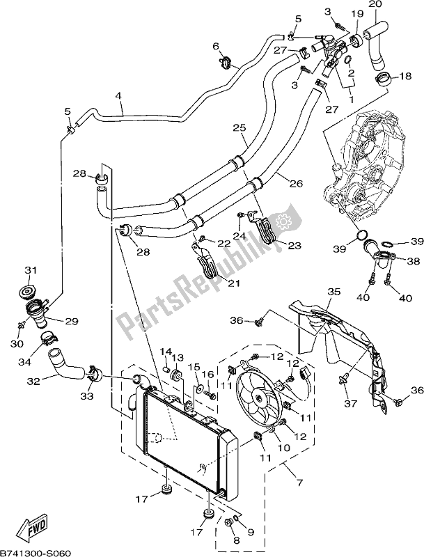 Alle onderdelen voor de Radiator Slang van de Yamaha CZD 300-A Xmax 300 2017