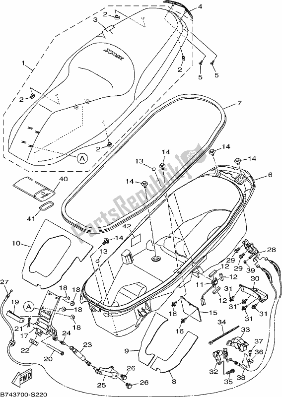 All parts for the Seat of the Yamaha CZD 300-A Xmax 300 2017