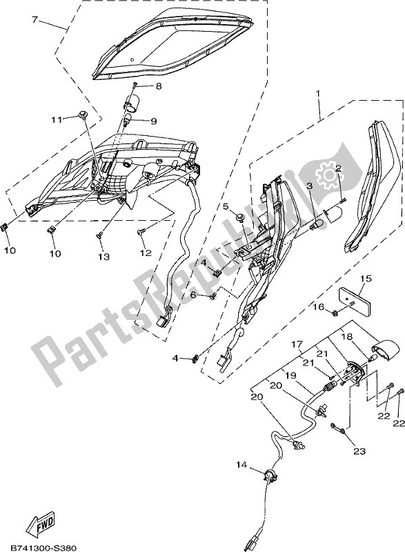 All parts for the Taillight of the Yamaha CZD 300-A Xmax 300 2017