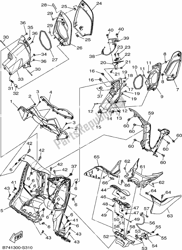 Tutte le parti per il Scudo Per Le Gambe del Yamaha CZD 300-A Xmax 300 2018