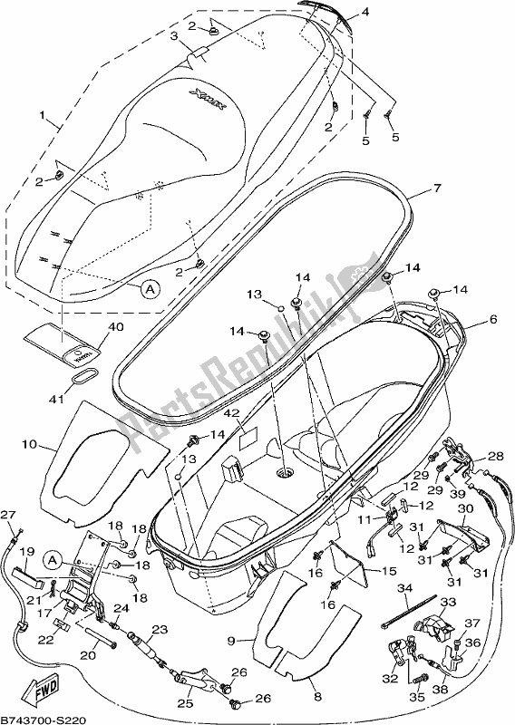 All parts for the Seat of the Yamaha CZD 300-A Xmax 300 2018