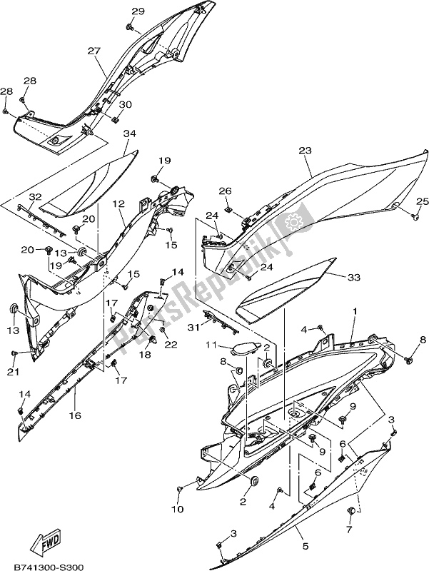 Tutte le parti per il Supporto E Poggiapiedi 2 del Yamaha CZD 300-A Xmax 300 2018