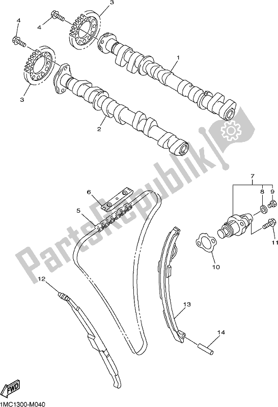 All parts for the Camshaft & Chain of the Yamaha FJR 1300 AE 2017
