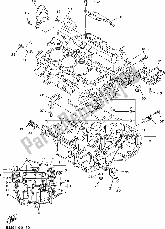 Todas las partes para Caja Del Cigüeñal de Yamaha FJR 1300 AE 2017