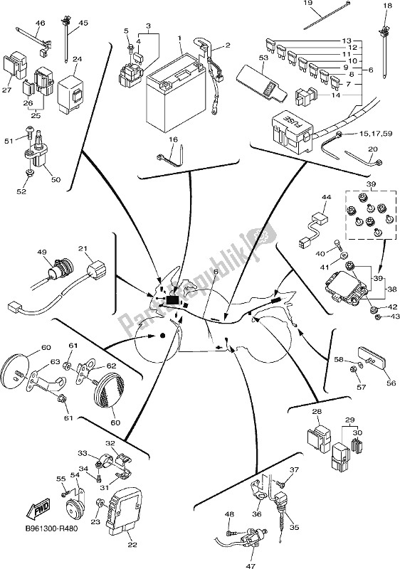 All parts for the Electrical 2 of the Yamaha FJR 1300 AE 2017