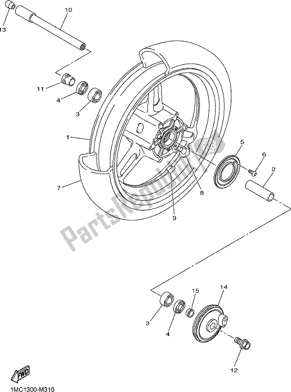 Todas las partes para Rueda Delantera de Yamaha FJR 1300 AE 2017