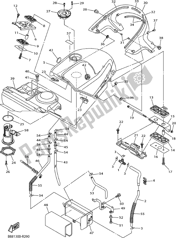 All parts for the Fuel Tank of the Yamaha FJR 1300 AE 2017