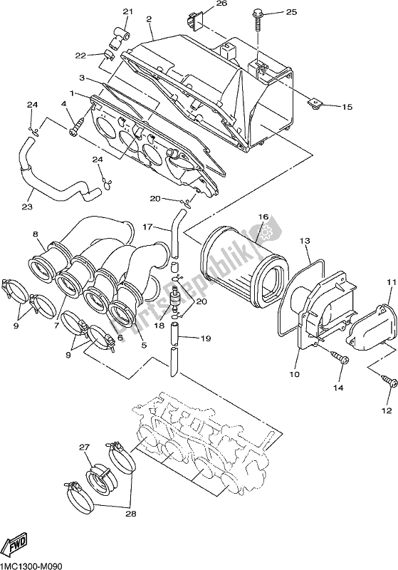 All parts for the Intake of the Yamaha FJR 1300 AE 2017