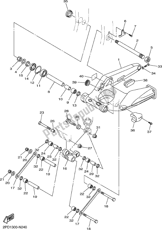 All parts for the Rear Arm of the Yamaha FJR 1300 AE 2017