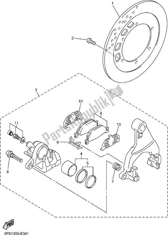 Todas las partes para Pinza De Freno Trasero de Yamaha FJR 1300 AE 2017