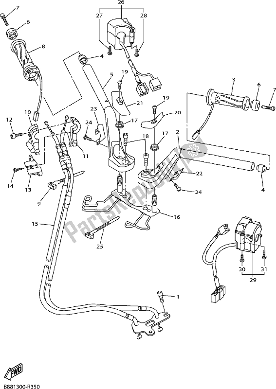 Wszystkie części do Uchwyt Kierownicy I Kabel Yamaha FJR 1300 AE 2017