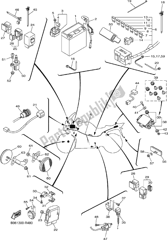 All parts for the Electrical 2 of the Yamaha FJR 1300 AE 2018