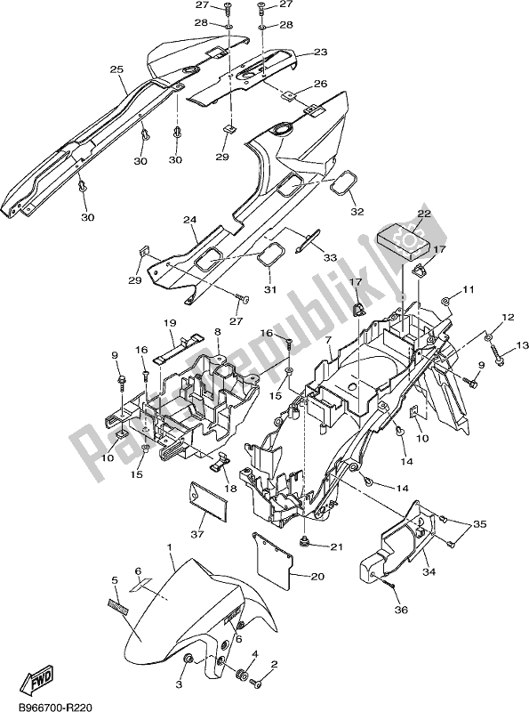 Tutte le parti per il Parafango del Yamaha FJR 1300 AE 2018