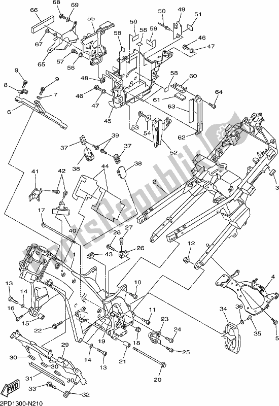 All parts for the Frame of the Yamaha FJR 1300 AE 2018