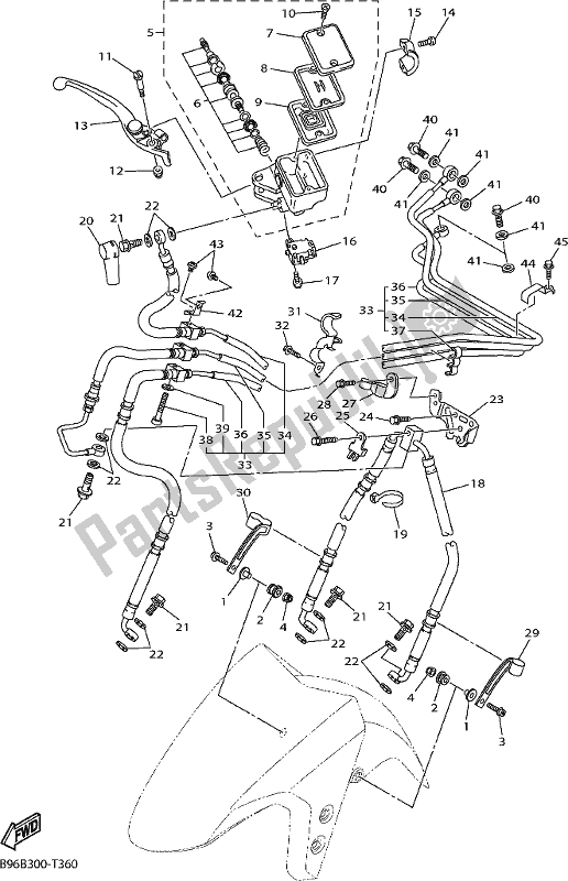 Tutte le parti per il Pompa Freno Anteriore del Yamaha FJR 1300 AE 2018