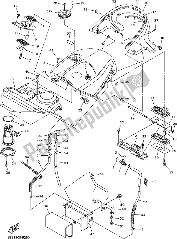 Tutte le parti per il Serbatoio Di Carburante del Yamaha FJR 1300 AE 2018