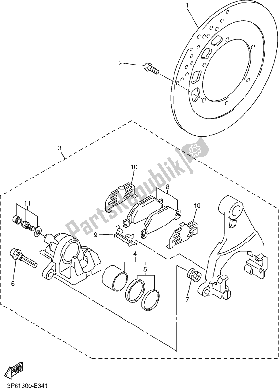 Tutte le parti per il Pinza Freno Posteriore del Yamaha FJR 1300 AE 2018