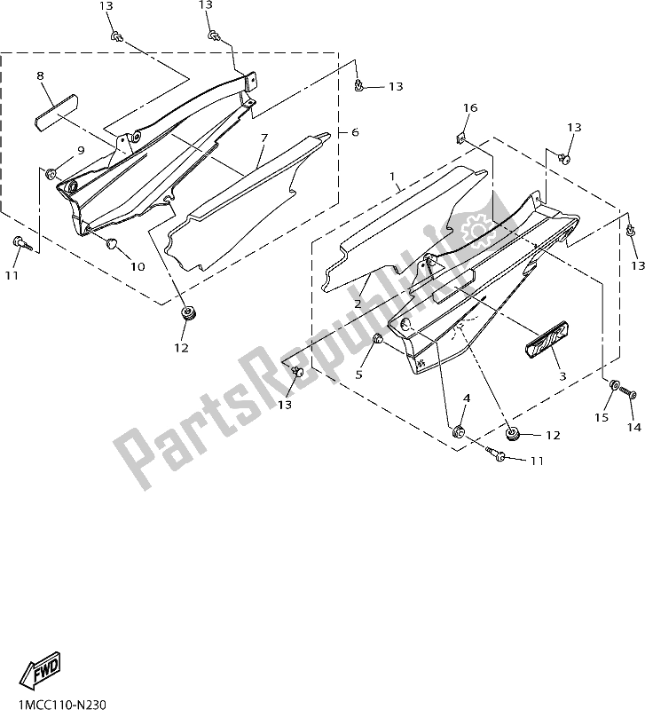 Tutte le parti per il Coperchio Laterale del Yamaha FJR 1300 AE 2018