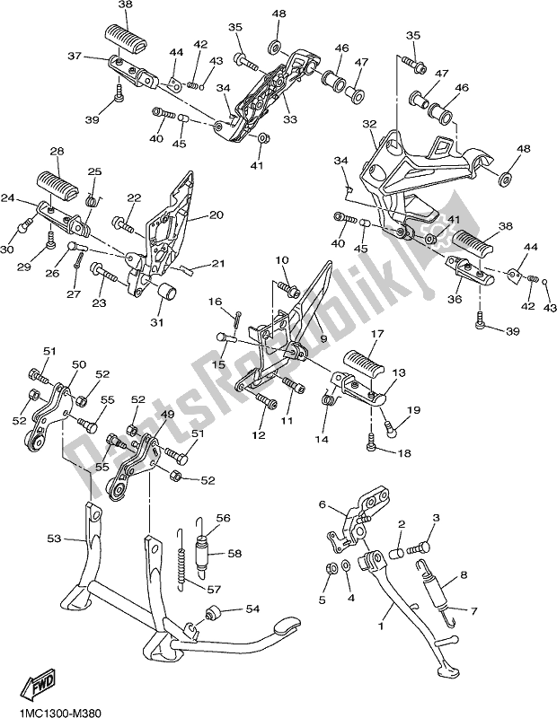 Todas las partes para Soporte Y Reposapiés de Yamaha FJR 1300 AE 2018