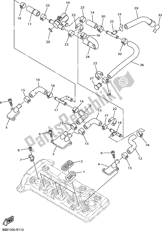 All parts for the Air Induction System of the Yamaha FJR 1300 AE 2019