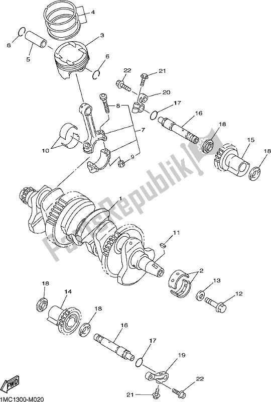 All parts for the Crankshaft & Piston of the Yamaha FJR 1300 AE 2019