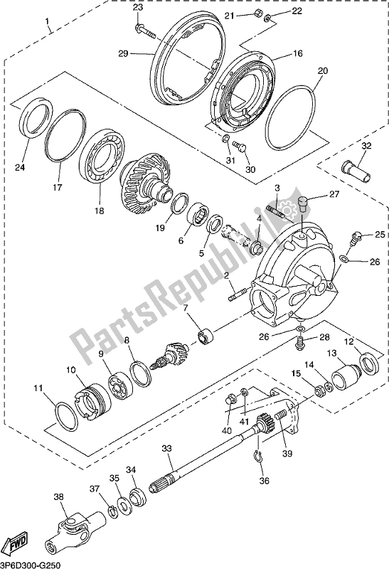 All parts for the Drive Shaft of the Yamaha FJR 1300 AE 2019