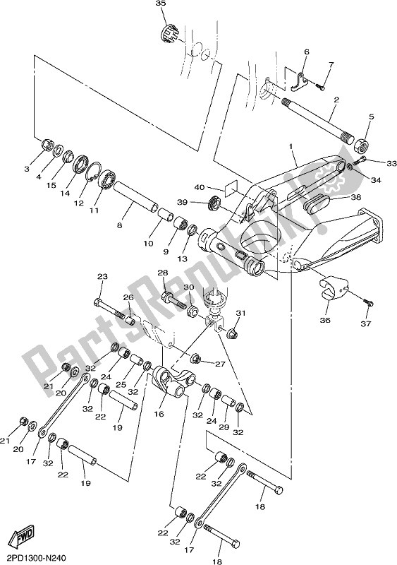 All parts for the Rear Arm of the Yamaha FJR 1300 AE 2019