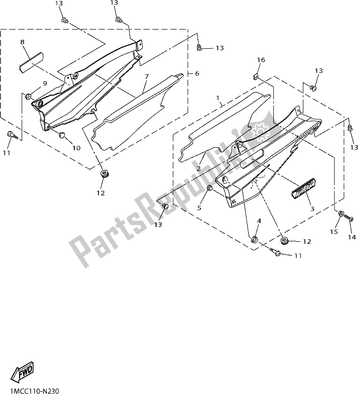 Todas las partes para Cubierta Lateral de Yamaha FJR 1300 AE 2019