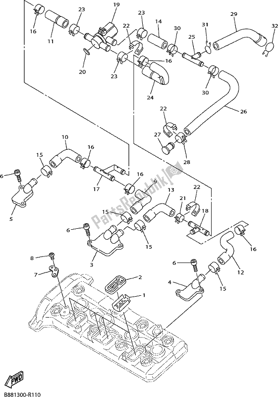 All parts for the Air Induction System of the Yamaha FJR 1300 AE 2020