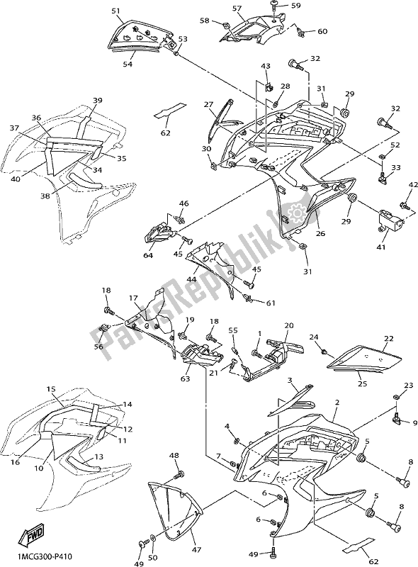 Todas las partes para Carenado 2 de Yamaha FJR 1300 AE 2020