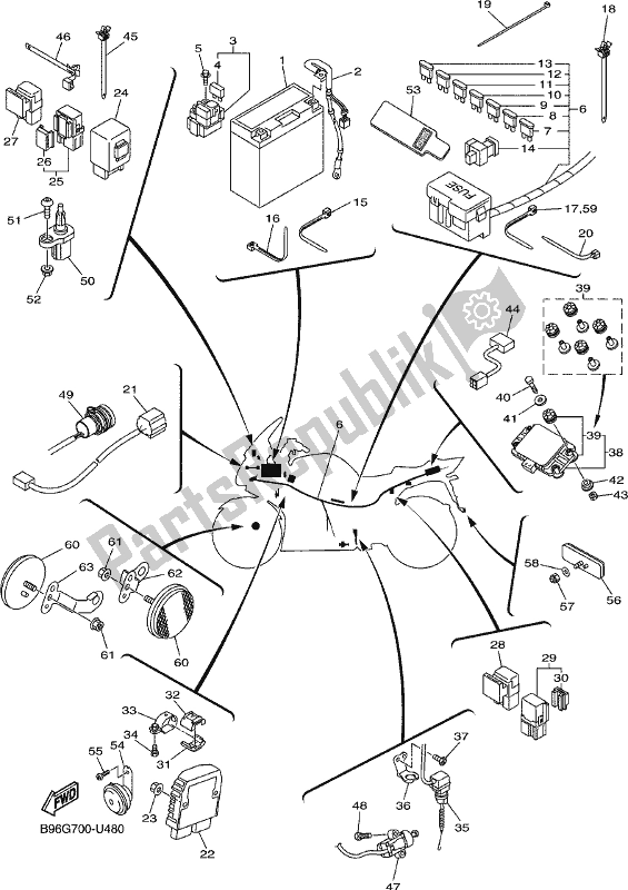 All parts for the Electrical 2 of the Yamaha FJR 1300 AE 2020